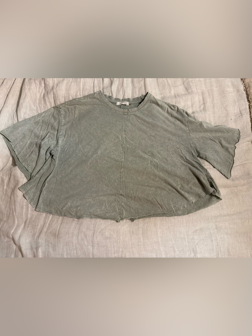 Mustard Seed Washed Sage Green Flowy Tee